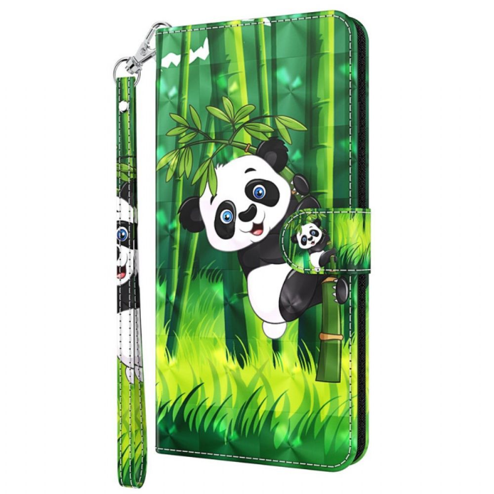 Flip Case voor Oppo A94 5G Panda Met Koord