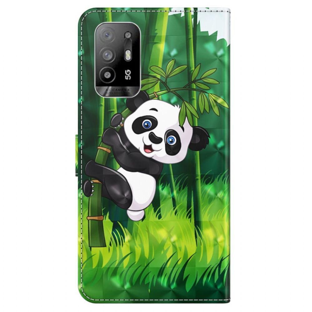 Flip Case voor Oppo A94 5G Panda Met Koord