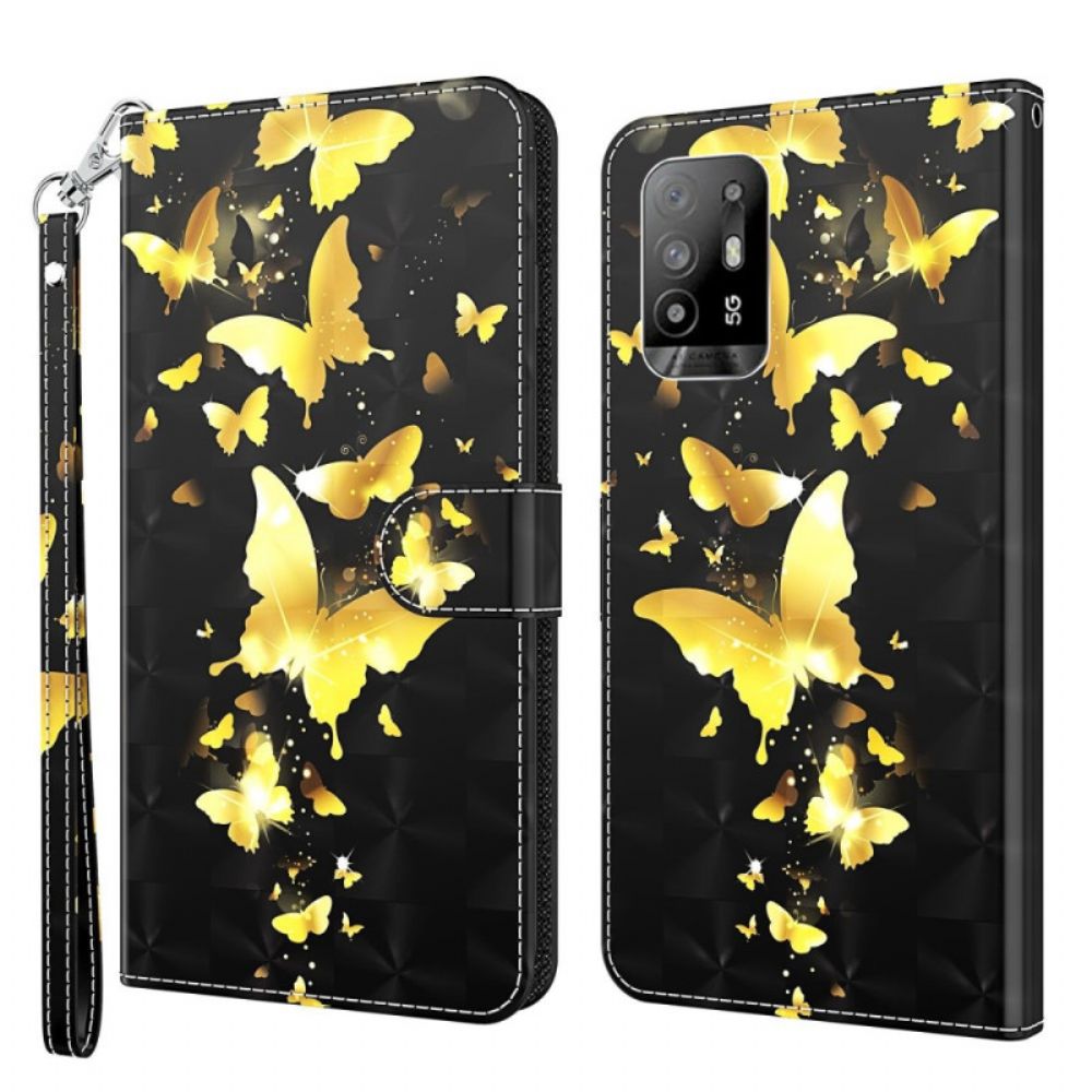 Flip Case voor Oppo A94 5G Vlinder Met Koord