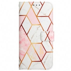 Folio-hoesje voor Oppo A94 5G Geometrisch Marmer Met Riem