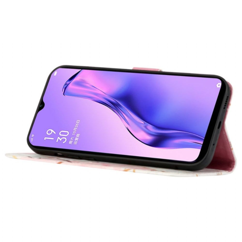 Folio-hoesje voor Oppo A94 5G Geometrisch Marmer Met Riem