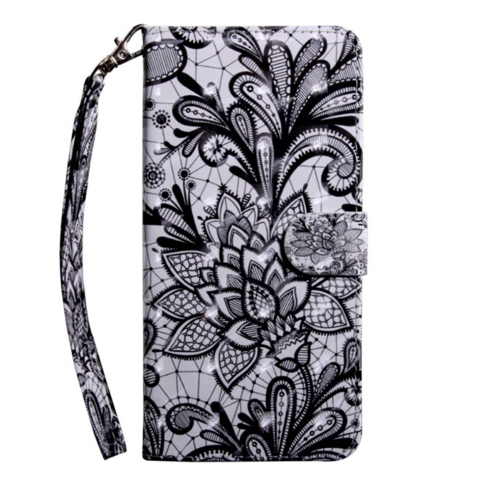 Folio-hoesje voor Oppo A94 5G Kant Bloemen Met Band