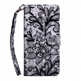 Folio-hoesje voor Oppo A94 5G Kant Bloemen Met Band