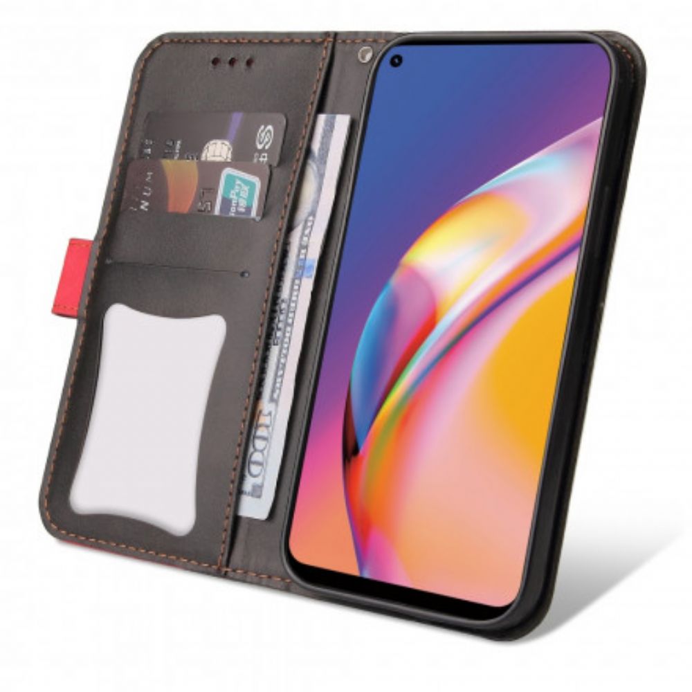 Folio-hoesje voor Oppo A94 5G Kleurrijk Tweekleurig Kunstleer