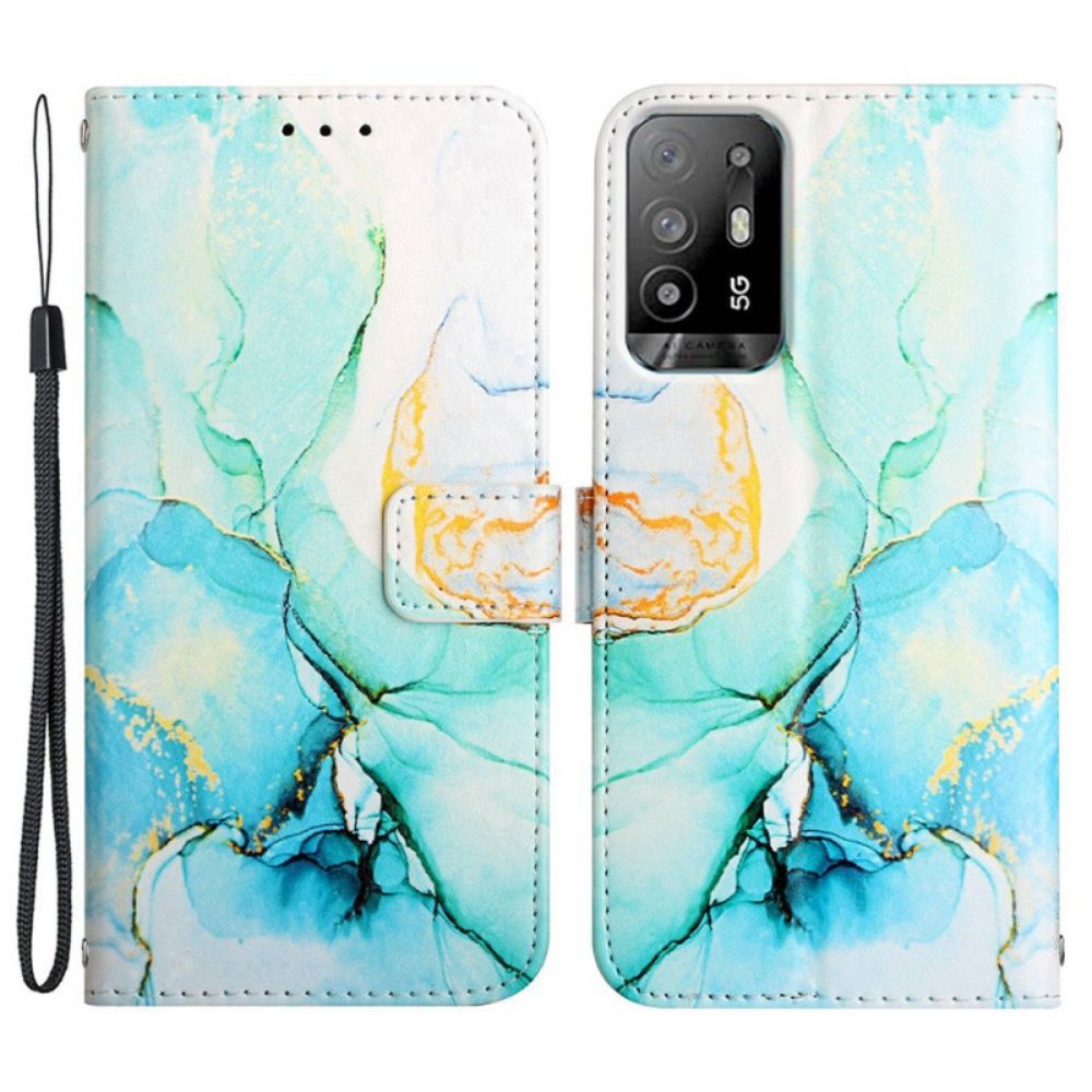 Folio-hoesje voor Oppo A94 5G Marmer Met Riem