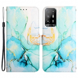 Folio-hoesje voor Oppo A94 5G Marmer Met Riem