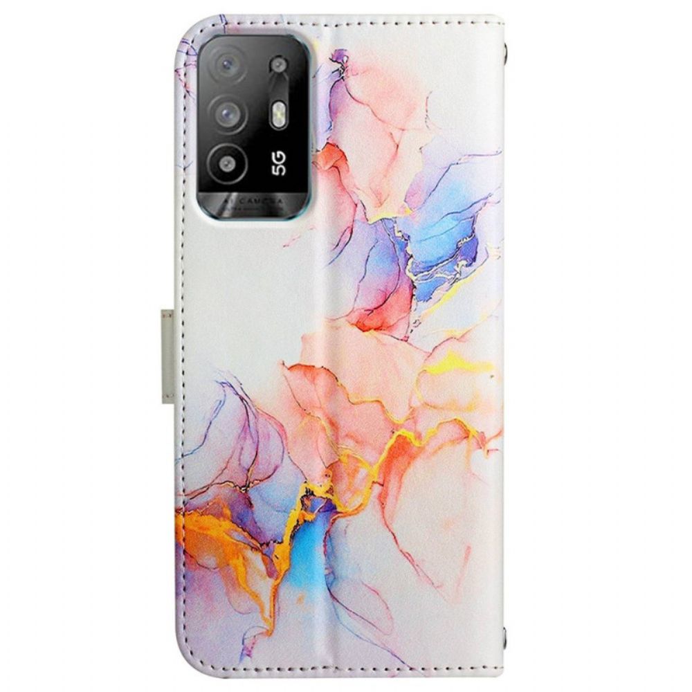 Folio-hoesje voor Oppo A94 5G Marmer Met Riem