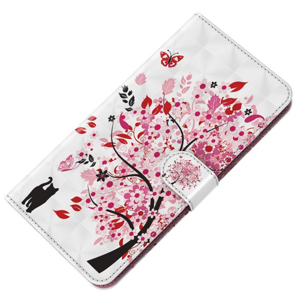 Folio-hoesje voor Oppo A94 5G Roze Boom Met Koord