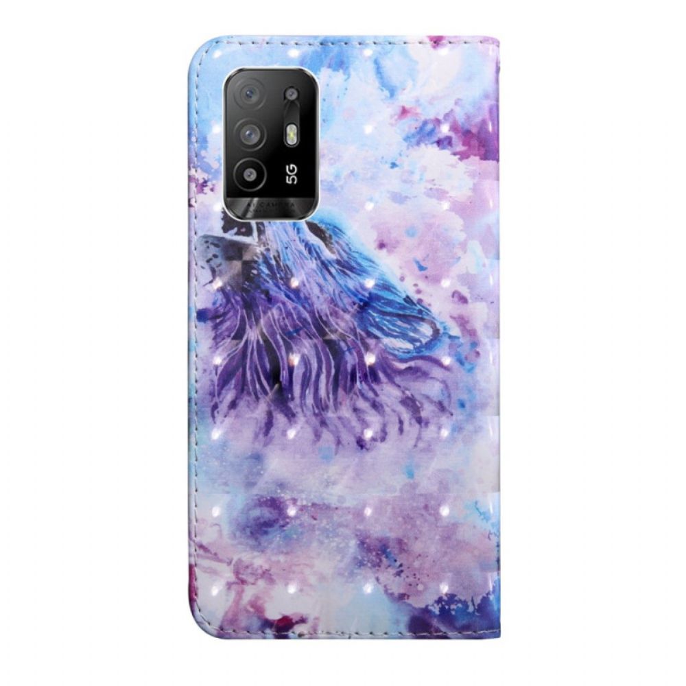 Folio-hoesje voor Oppo A94 5G Wolf Met Koord