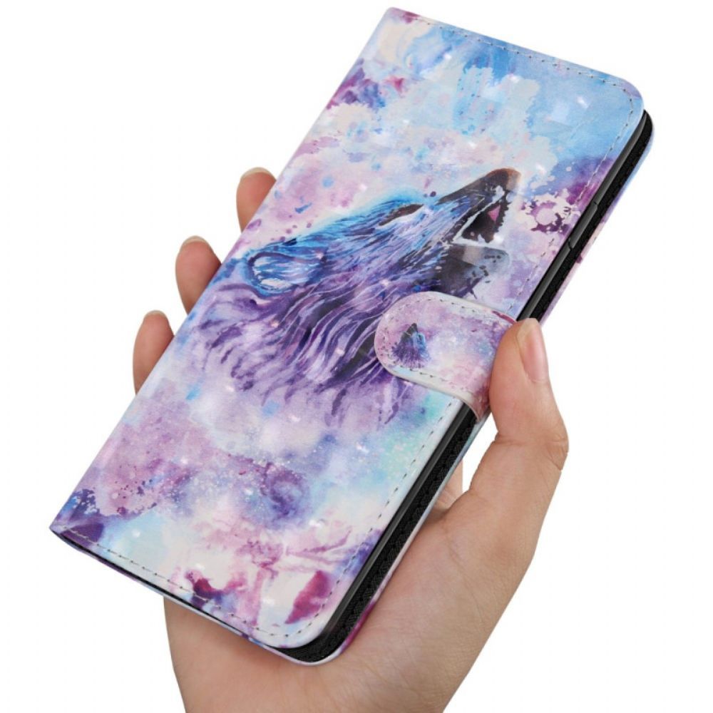 Folio-hoesje voor Oppo A94 5G Wolf Met Koord