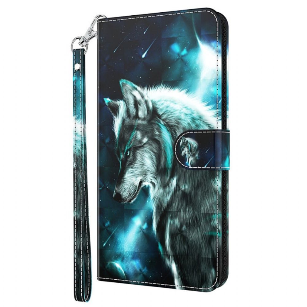 Folio-hoesje voor Oppo A94 5G Wolf Met Koord