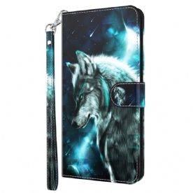 Folio-hoesje voor Oppo A94 5G Wolf Met Koord