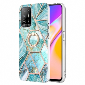 Hoesje voor Oppo A94 5G Geometrisch Marmer Met Ring