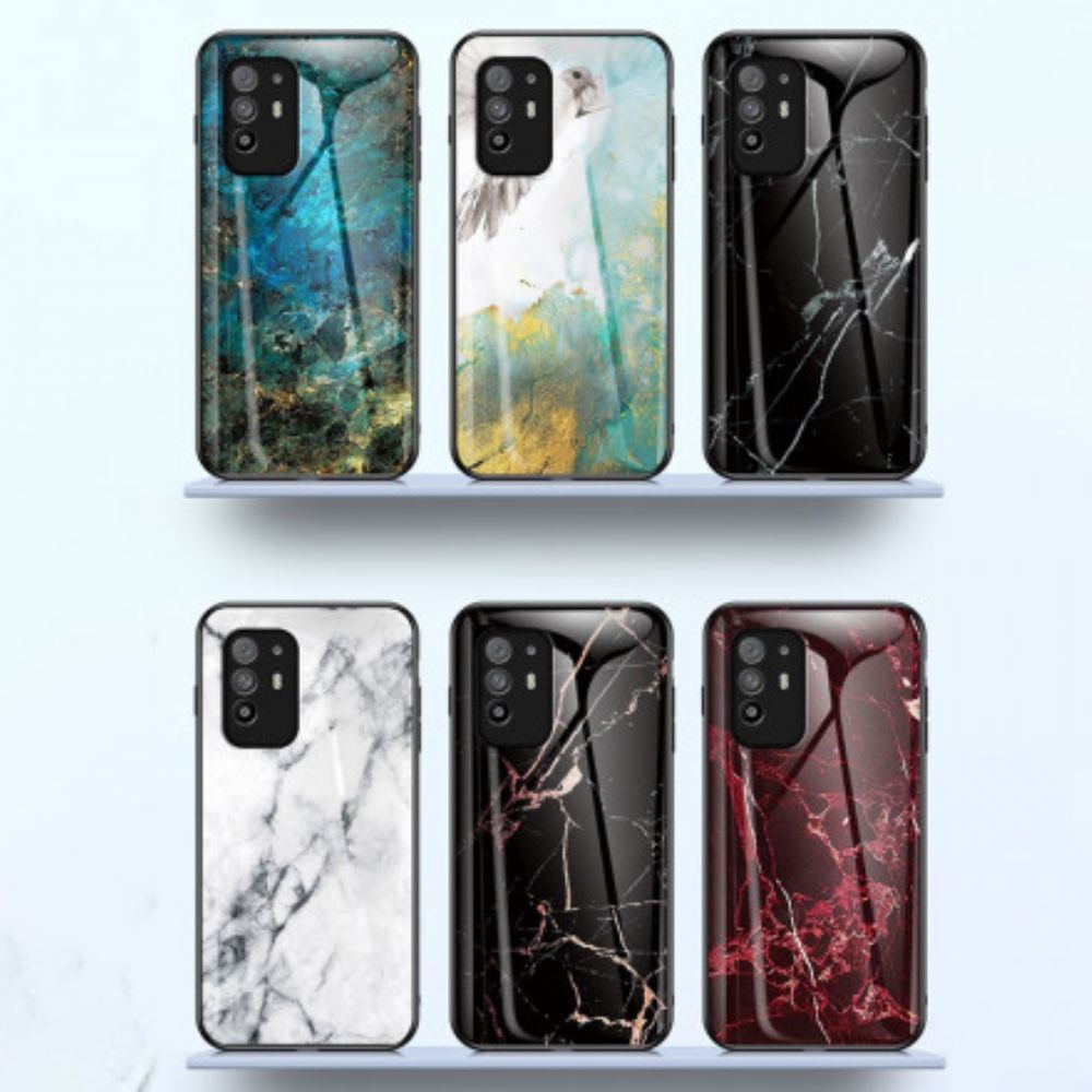 Hoesje voor Oppo A94 5G Marmer Kleuren Gehard Glas