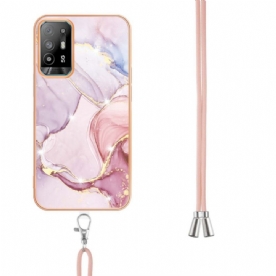 Hoesje voor Oppo A94 5G Marmer Met Koord