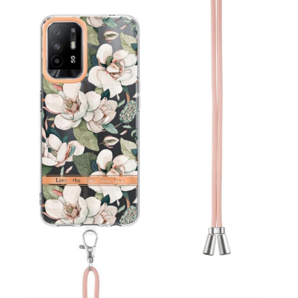 Hoesje voor Oppo A94 5G Met Koord Bloemenkoord