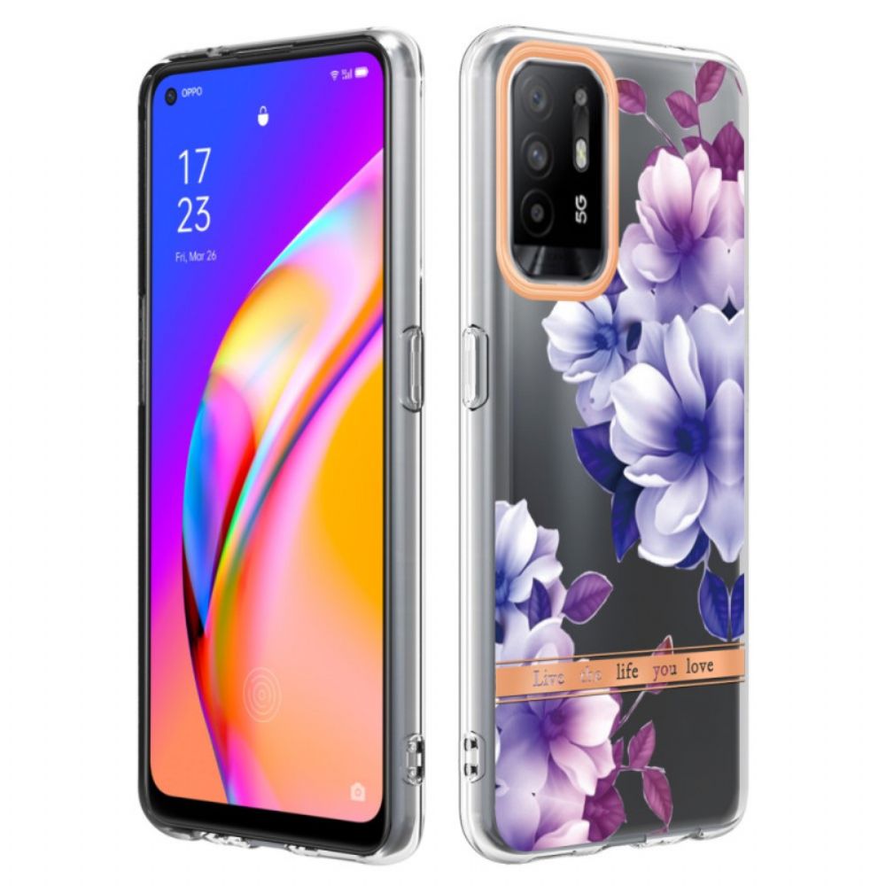 Hoesje voor Oppo A94 5G Paarse Bloemen