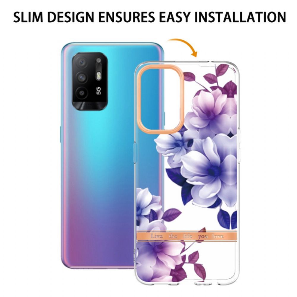 Hoesje voor Oppo A94 5G Paarse Bloemen