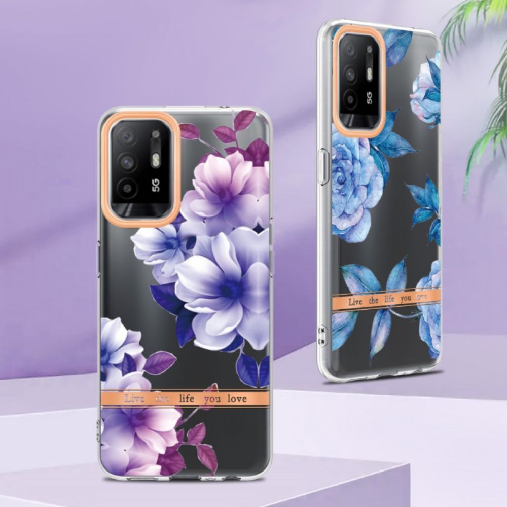 Hoesje voor Oppo A94 5G Paarse Bloemen