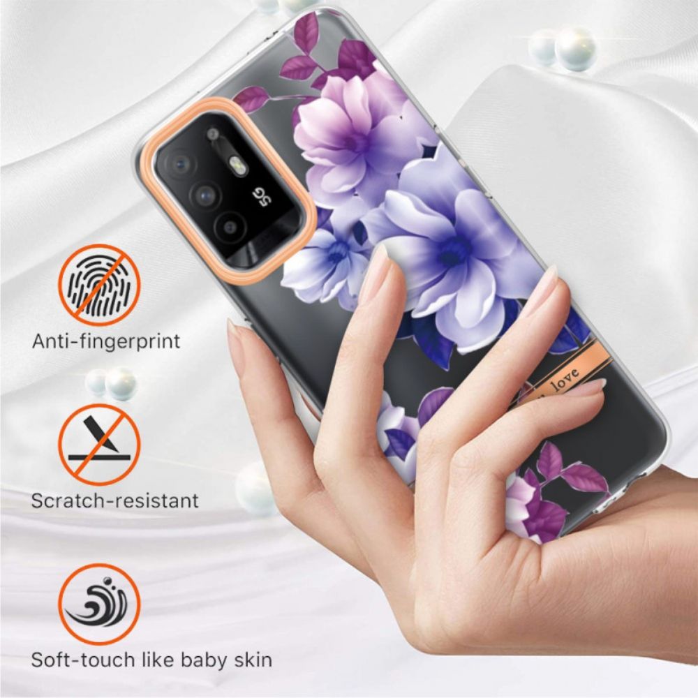 Hoesje voor Oppo A94 5G Paarse Bloemen