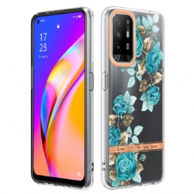 Hoesje voor Oppo A94 5G Transparante Blauwe Bloemen