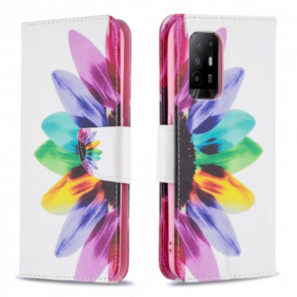 Leren Hoesje voor Oppo A94 5G Aquarel Bloem