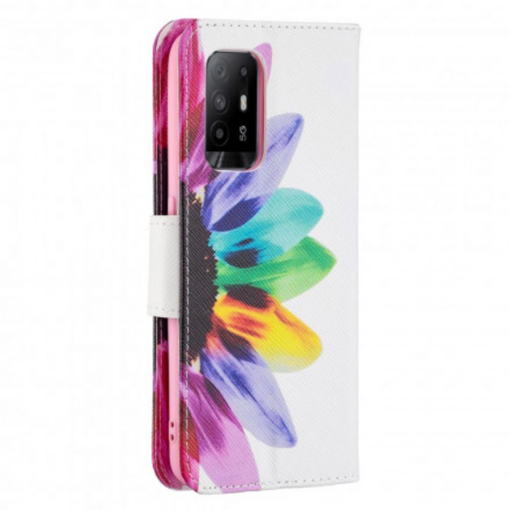 Leren Hoesje voor Oppo A94 5G Aquarel Bloem