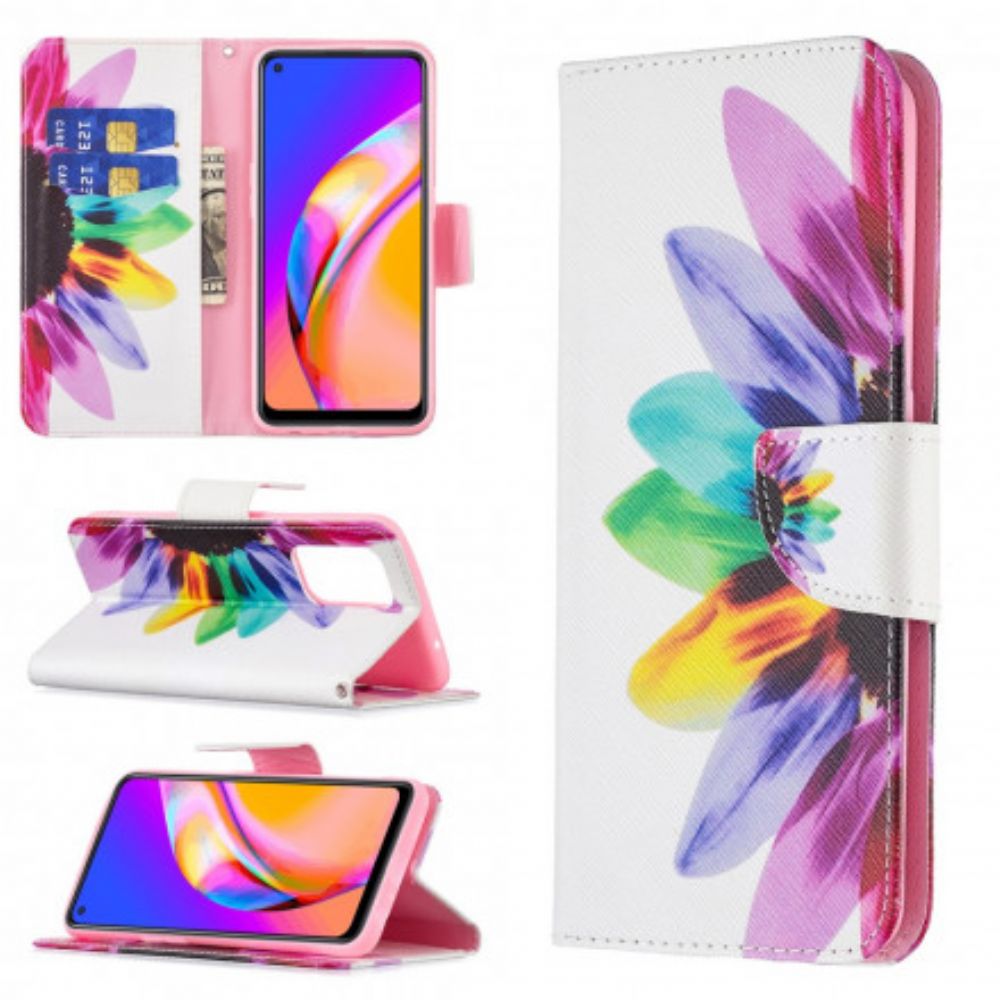 Leren Hoesje voor Oppo A94 5G Aquarel Bloem