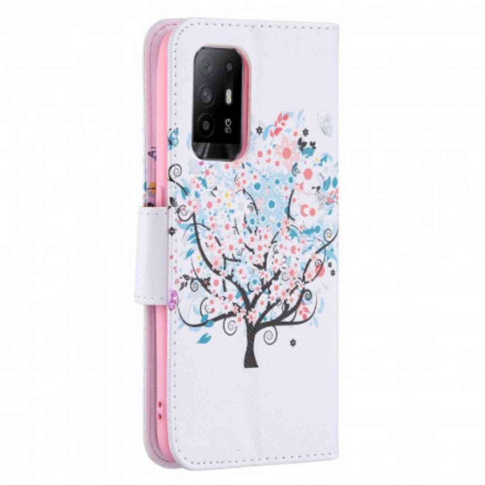 Leren Hoesje voor Oppo A94 5G Bloemrijke Boom