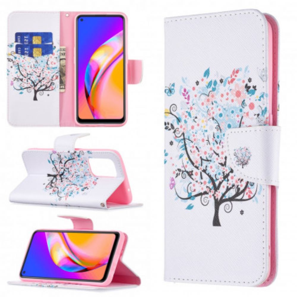 Leren Hoesje voor Oppo A94 5G Bloemrijke Boom