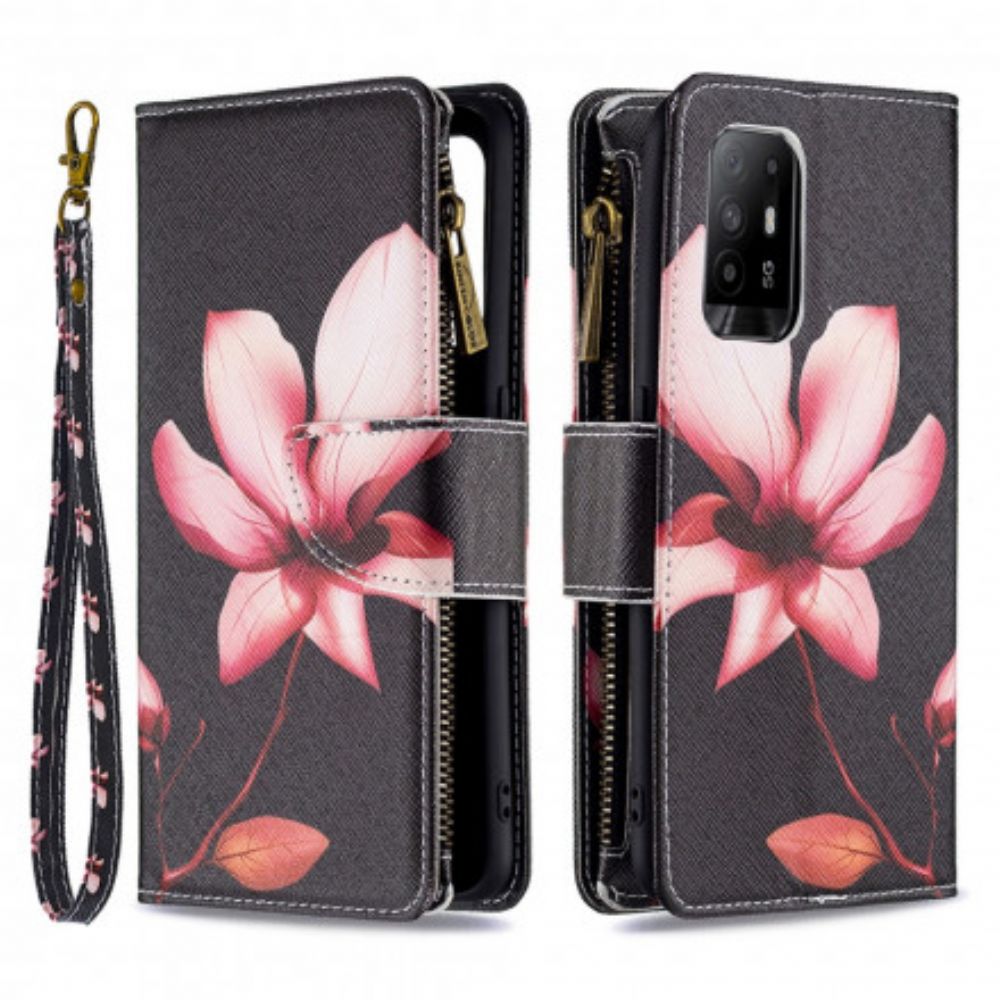 Leren Hoesje voor Oppo A94 5G Bloemzak Met Rits