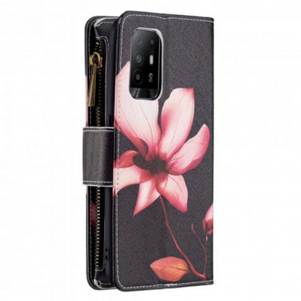 Leren Hoesje voor Oppo A94 5G Bloemzak Met Rits