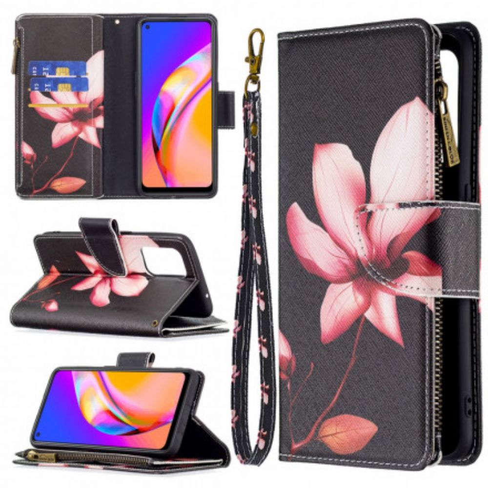 Leren Hoesje voor Oppo A94 5G Bloemzak Met Rits