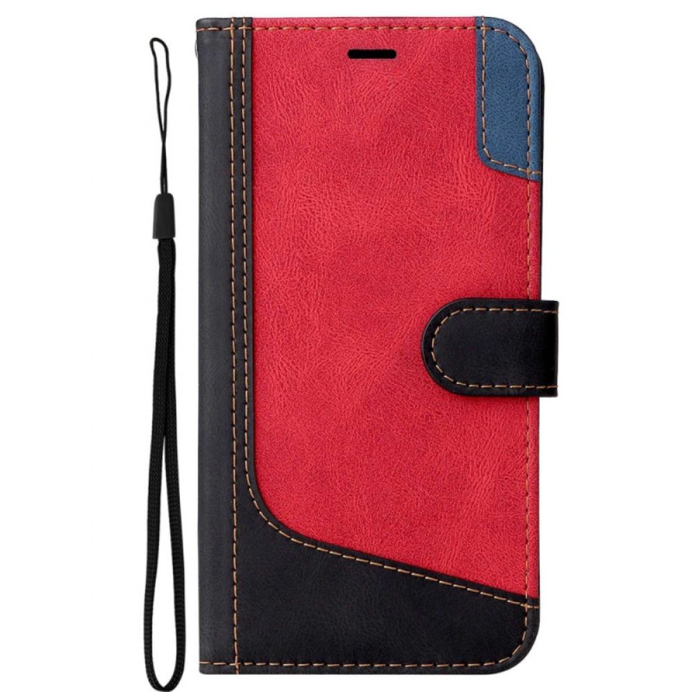 Leren Hoesje voor Oppo A94 5G Driekleur Met Riem