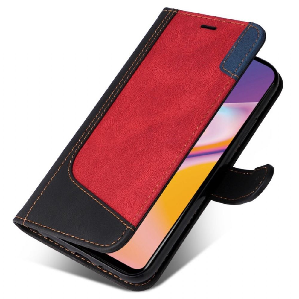 Leren Hoesje voor Oppo A94 5G Driekleur Met Riem