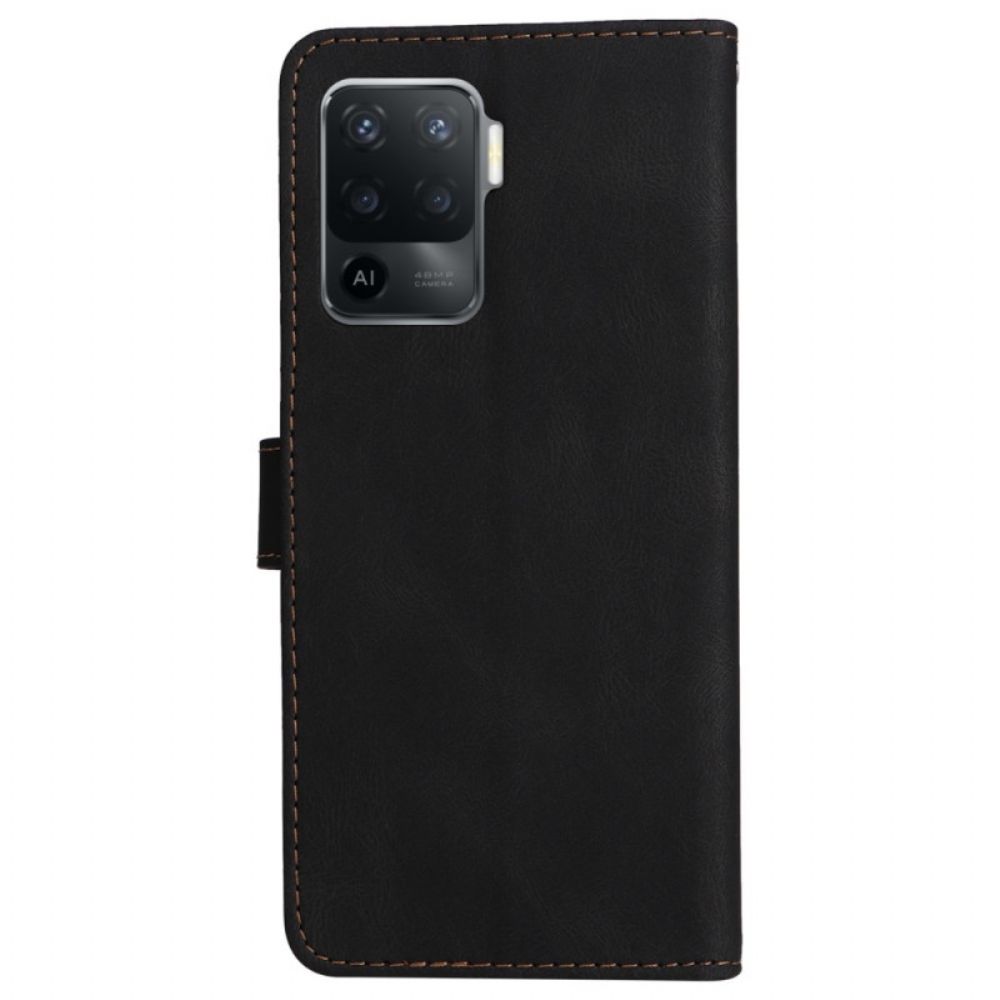 Leren Hoesje voor Oppo A94 5G Driekleur Met Riem