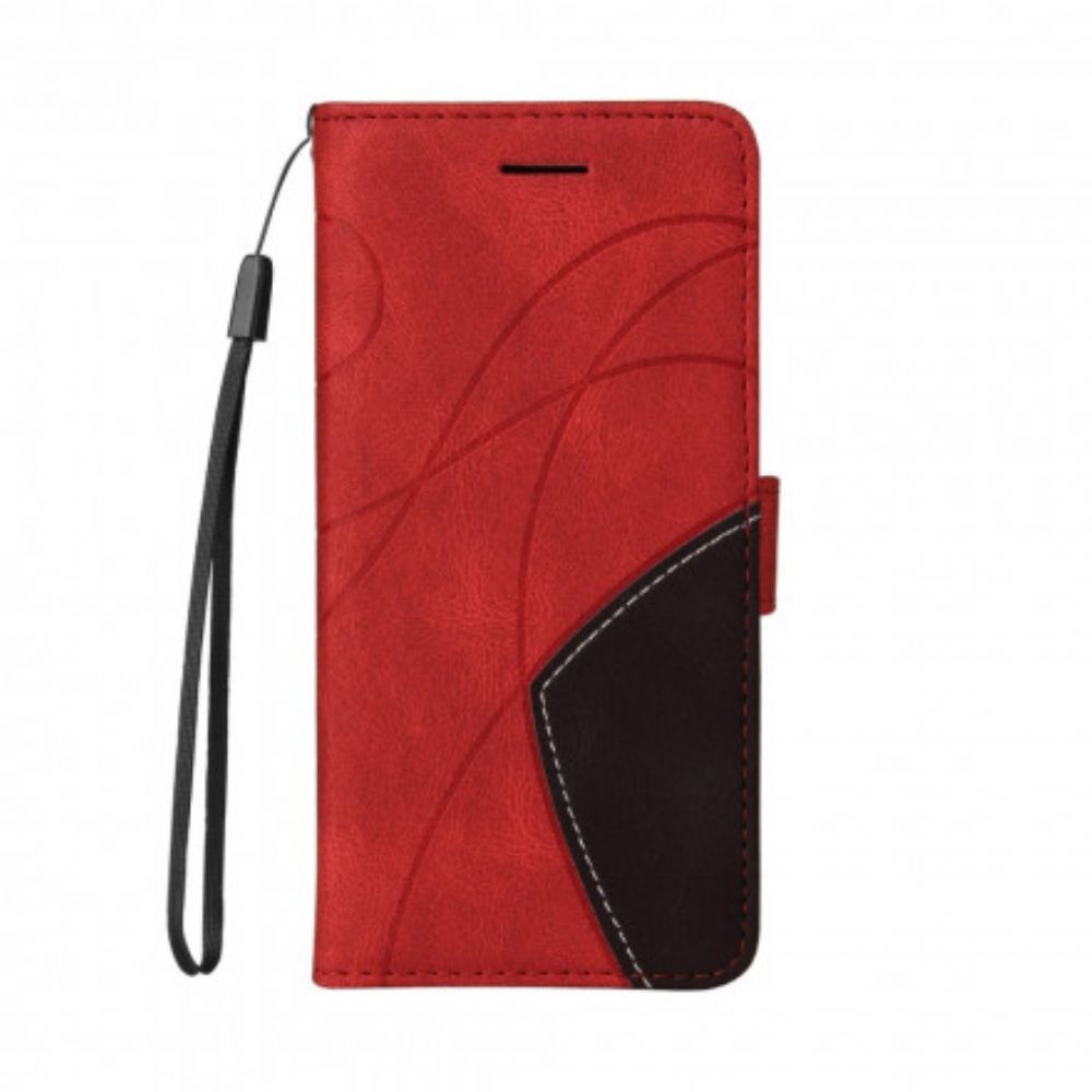 Leren Hoesje voor Oppo A94 5G Signature Tweekleurig Kunstleer