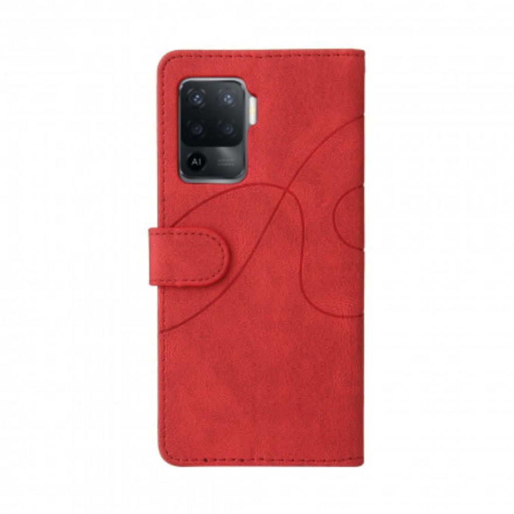 Leren Hoesje voor Oppo A94 5G Signature Tweekleurig Kunstleer