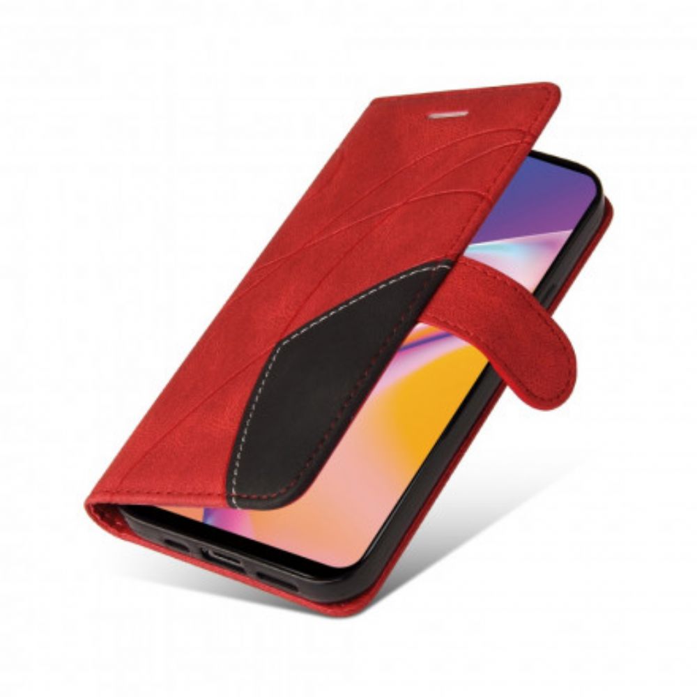 Leren Hoesje voor Oppo A94 5G Signature Tweekleurig Kunstleer