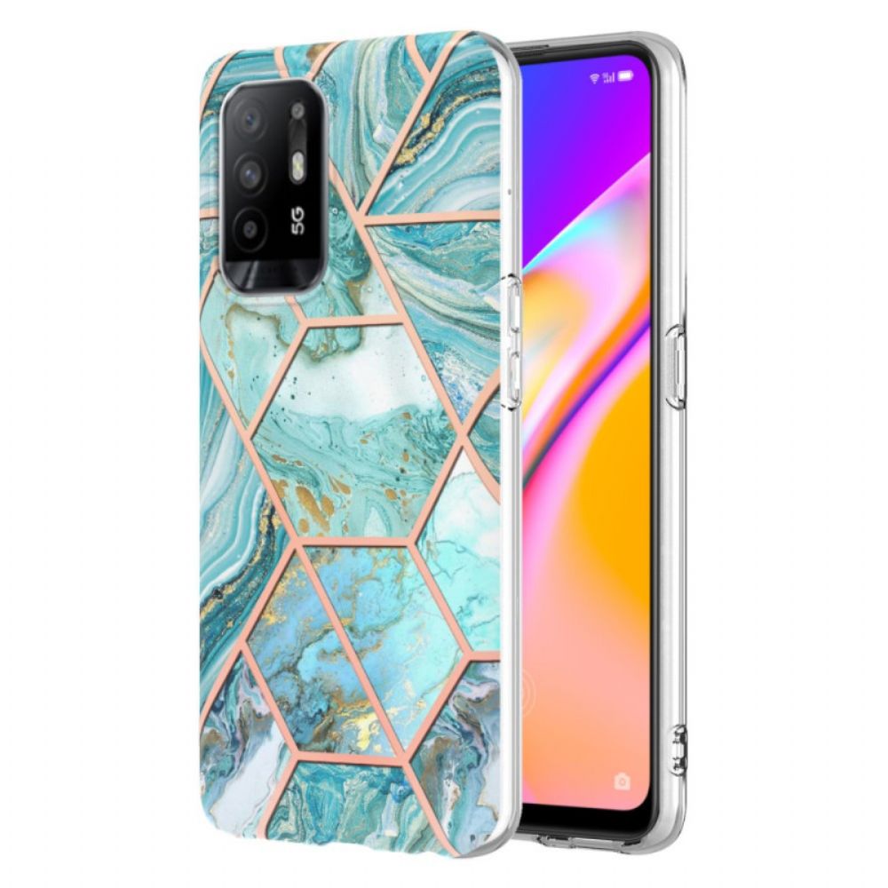 Telefoonhoesje voor Oppo A94 5G Flitsachtig Geometrisch Marmer