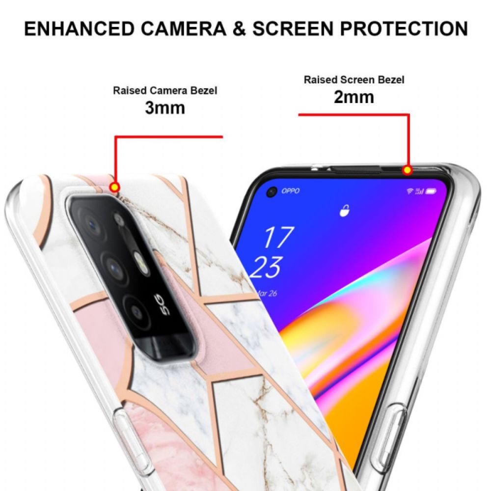 Telefoonhoesje voor Oppo A94 5G Flitsachtig Geometrisch Marmer