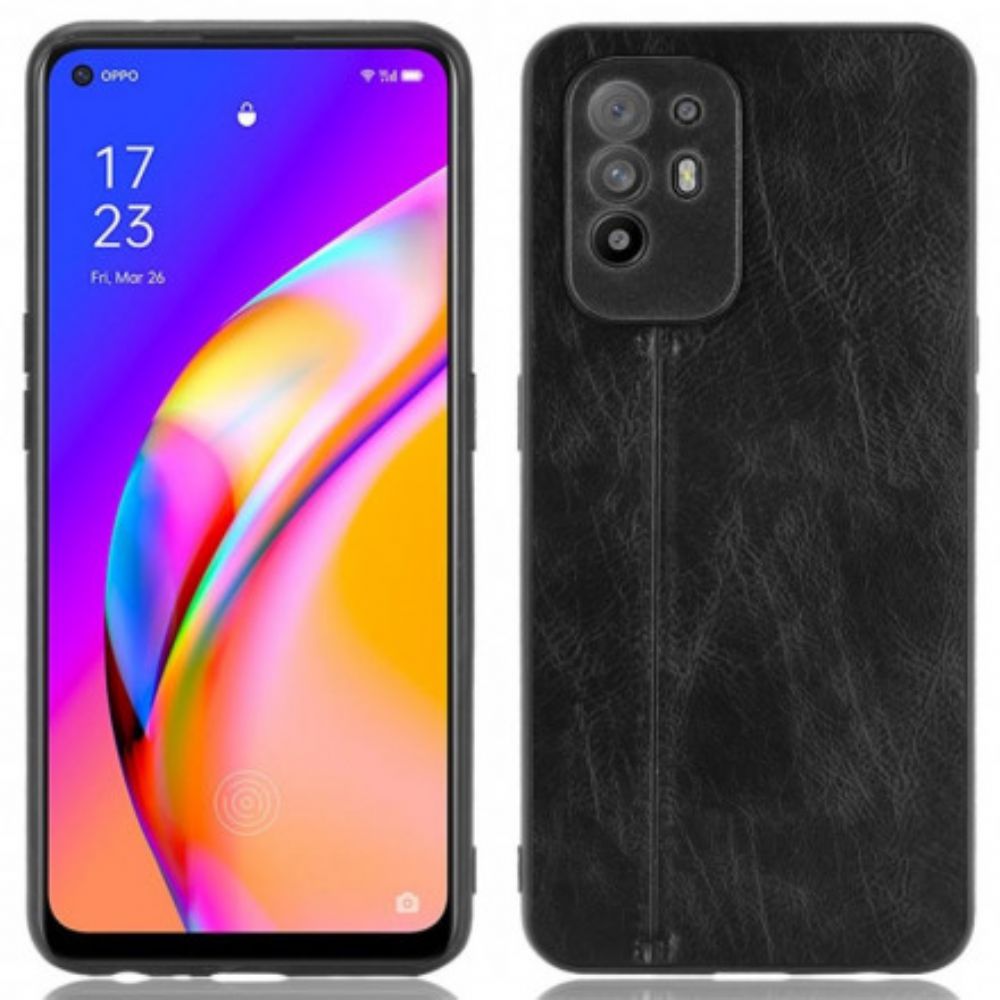 Telefoonhoesje voor Oppo A94 5G Naad Leereffect