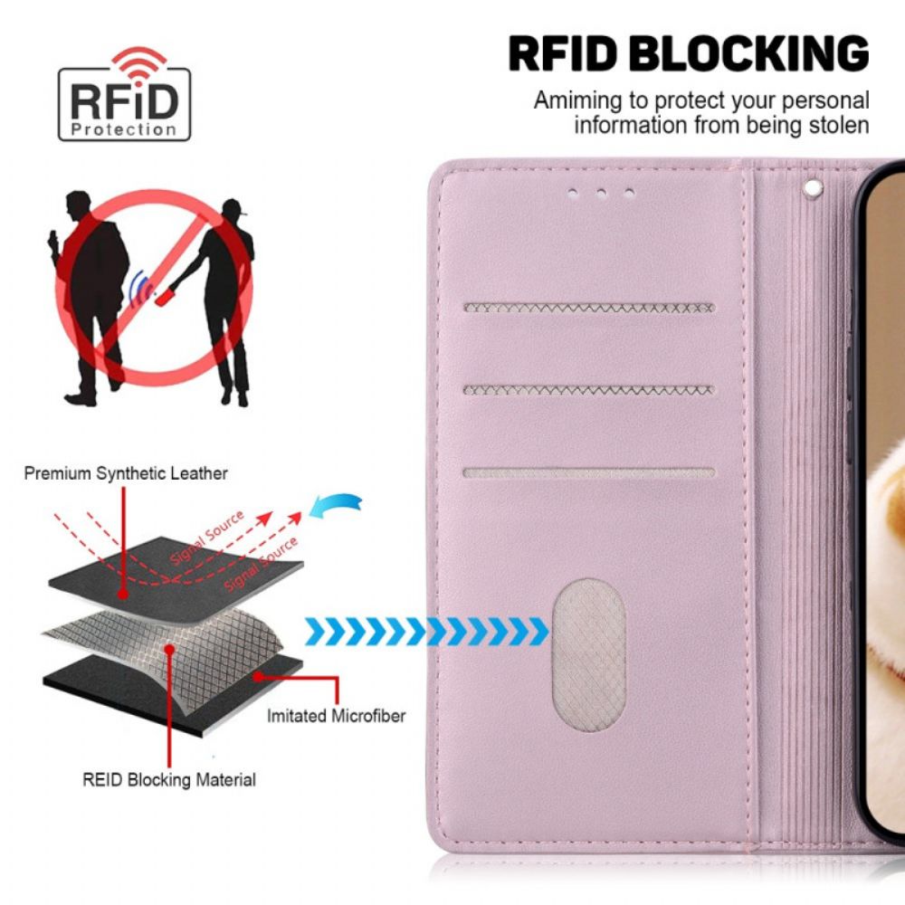 Flip Case Leren Motorola Edge 50 Neo Rfid-blokkeersleutel Cat