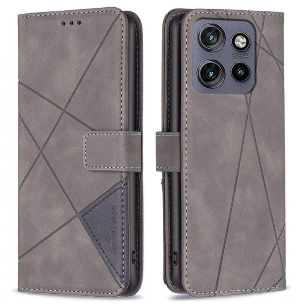 Leren Hoesje Voor Motorola Edge 50 Neo Binfen Kleur Geometrisch Patroon