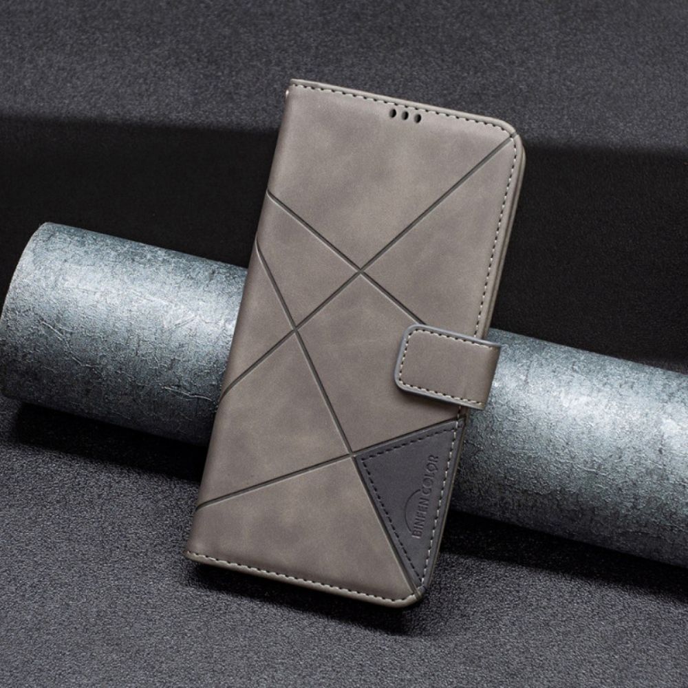 Leren Hoesje Voor Motorola Edge 50 Neo Binfen Kleur Geometrisch Patroon