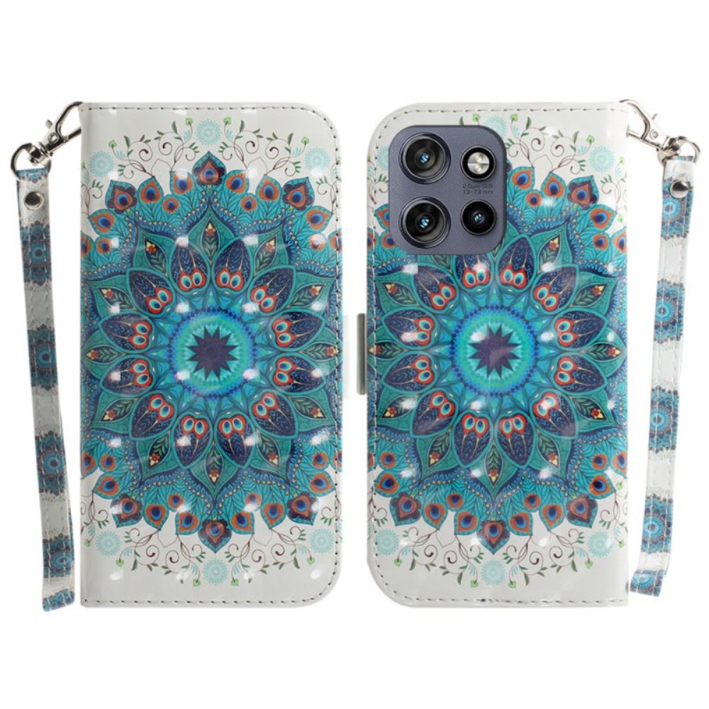 Leren Hoesje Voor Motorola Edge 50 Neo Groene Mandala Met Bandje