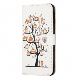 Flip Case Leren Samsung Galaxy S24 Fe Katten Aan De Sleutelboom