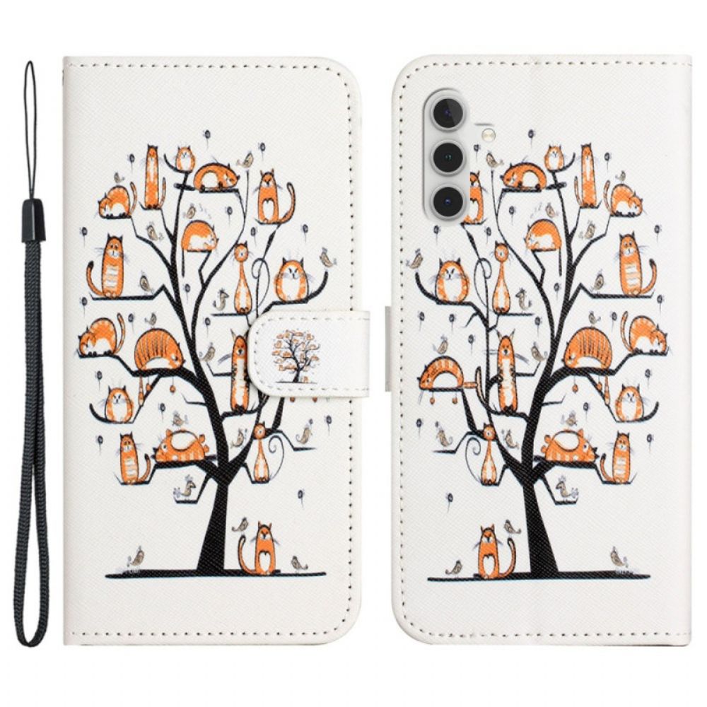 Flip Case Leren Samsung Galaxy S24 Fe Katten Aan De Sleutelboom