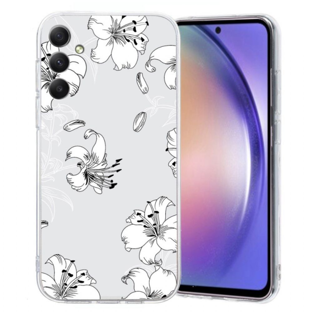 Hoesje Voor Samsung Galaxy S24 Fe Witte Bloemen