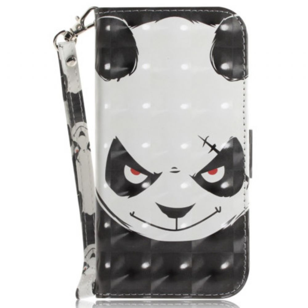 Leren Hoesje Samsung Galaxy S24 Fe Boze Panda Met Riem